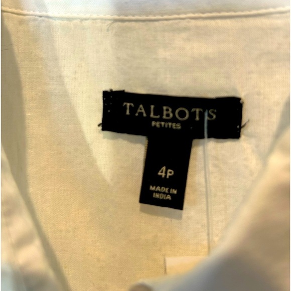 B4.48 Talbots Petites Cotton Embroidered Button down Sleeveless blouse Sz 4P - Picture 2 of 4